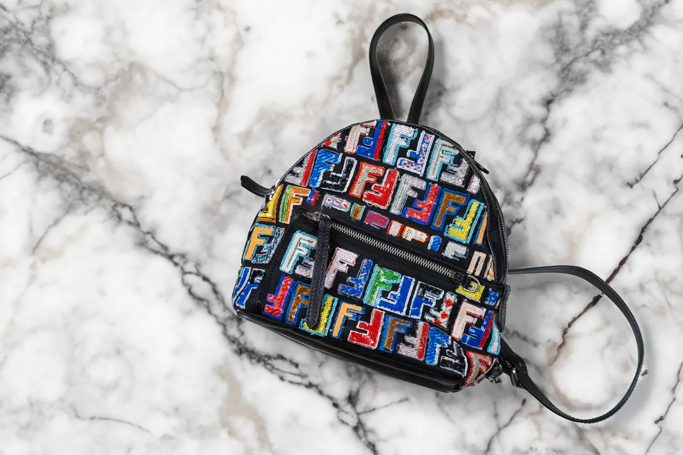 Fendi Black Mini Logo Zaino Backpack