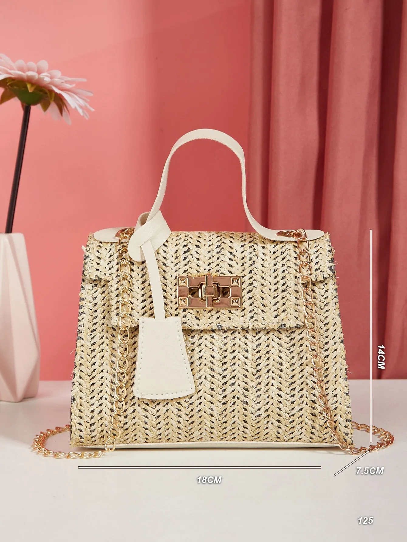 Flap Chain Straw Bag