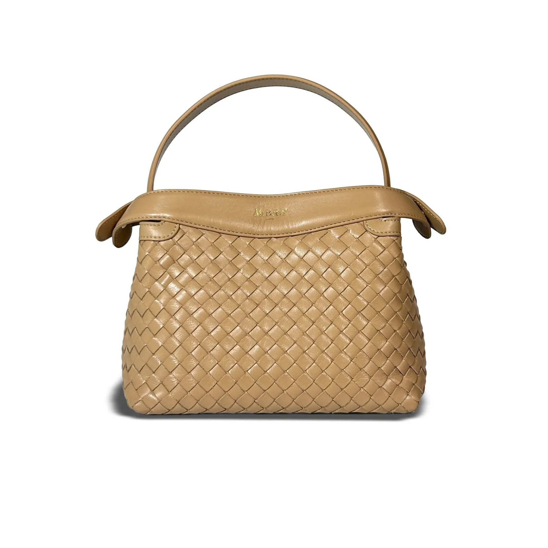 Florence Top Handle Woven Bag - Milk Tea