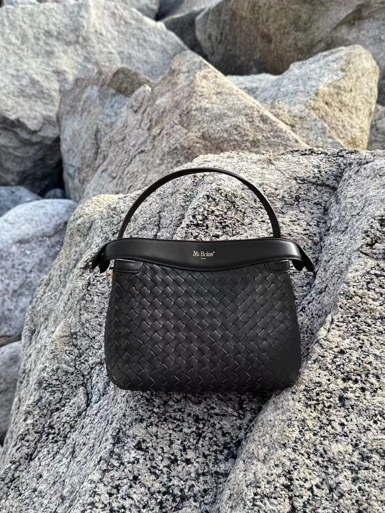 Florence Top Handle Woven Bag - Milk Tea