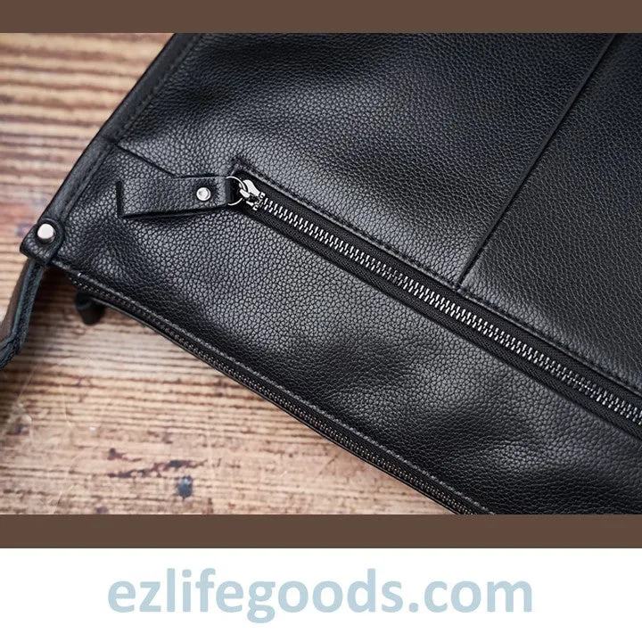 Full Grain Genuine Leather Messenger Bag - High Capacity Shoulder Bag for Men
