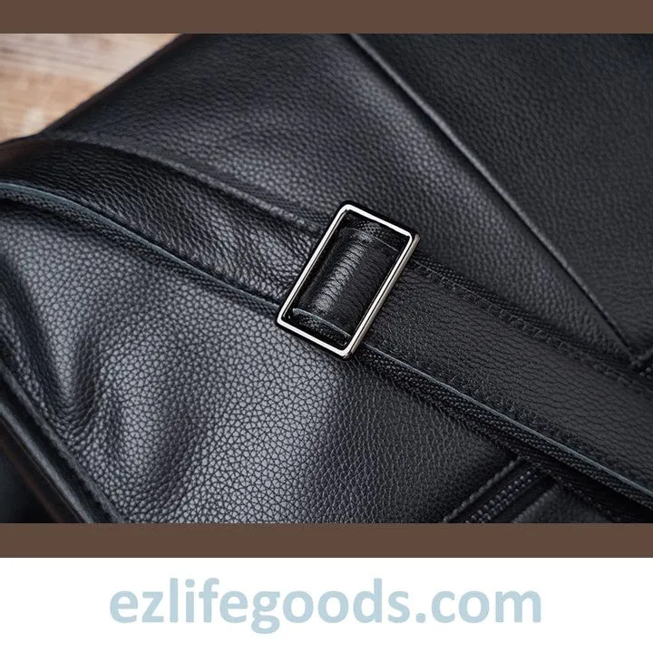 Full Grain Genuine Leather Messenger Bag - High Capacity Shoulder Bag for Men