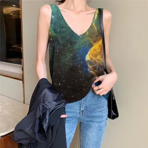 Galaxy Tank-Top women Space Sleeveless 3d Universe Vest Print Colorful Vest Printed
