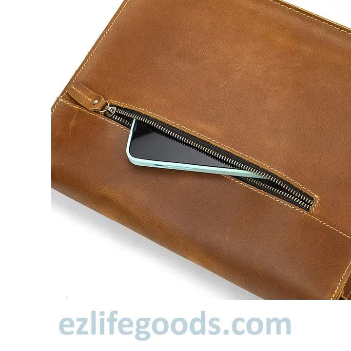 Genuine Cow Leather Messenger Bag for Men| Mens Crossbody with Many Pockets