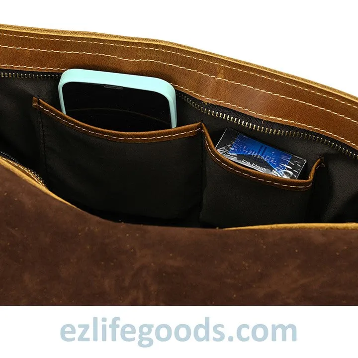 Genuine Cow Leather Messenger Bag for Men| Mens Crossbody with Many Pockets