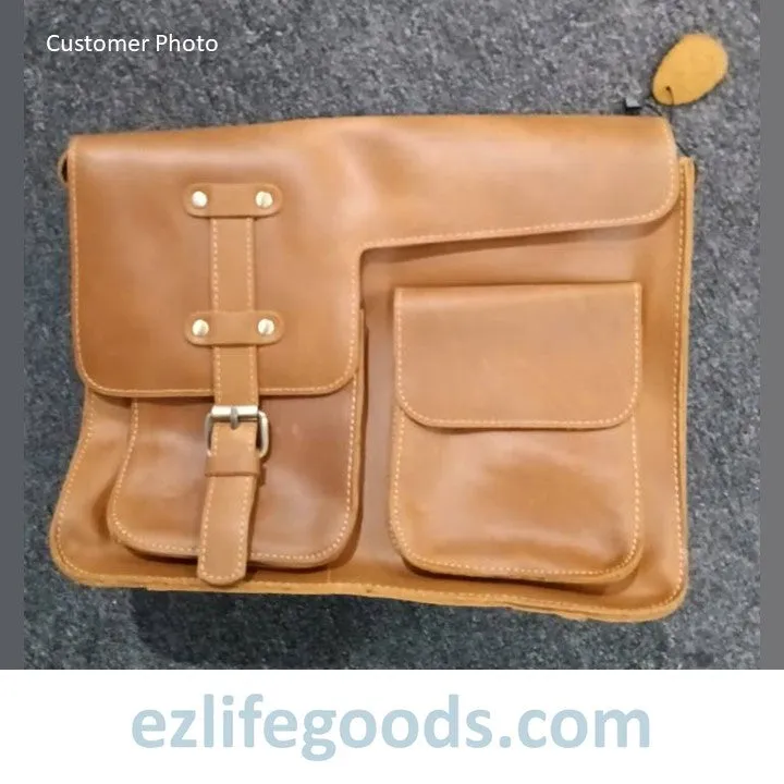 Genuine Cow Leather Messenger Bag for Men| Mens Crossbody with Many Pockets