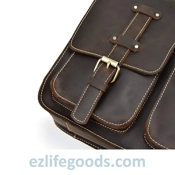 Genuine Cow Leather Messenger Bag for Men| Mens Crossbody with Many Pockets