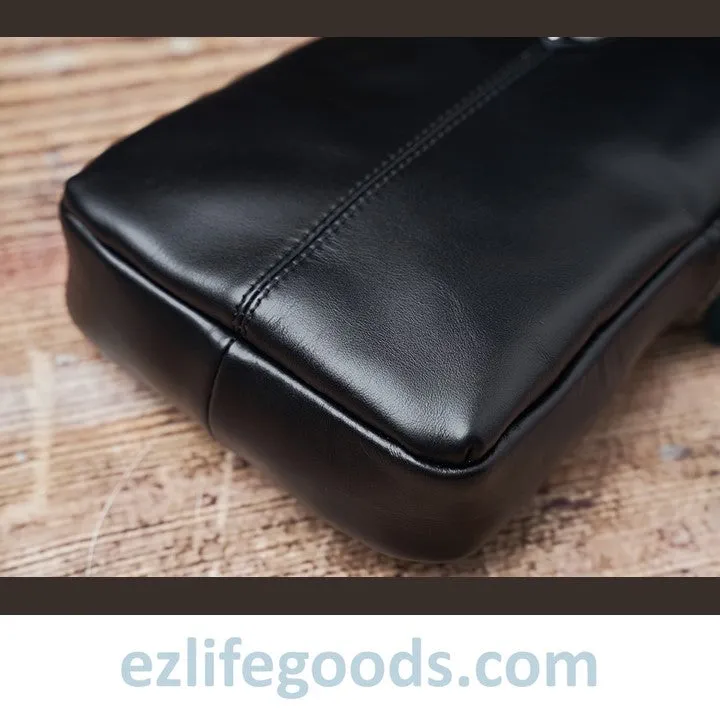 Genuine Leather Black Crossbody Sling Bag for Men