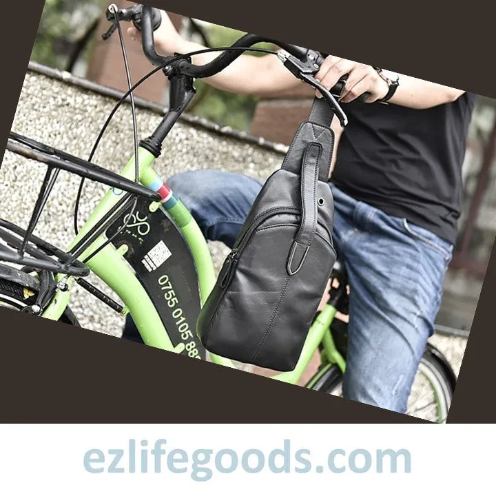 Genuine Leather Black Crossbody Sling Bag for Men
