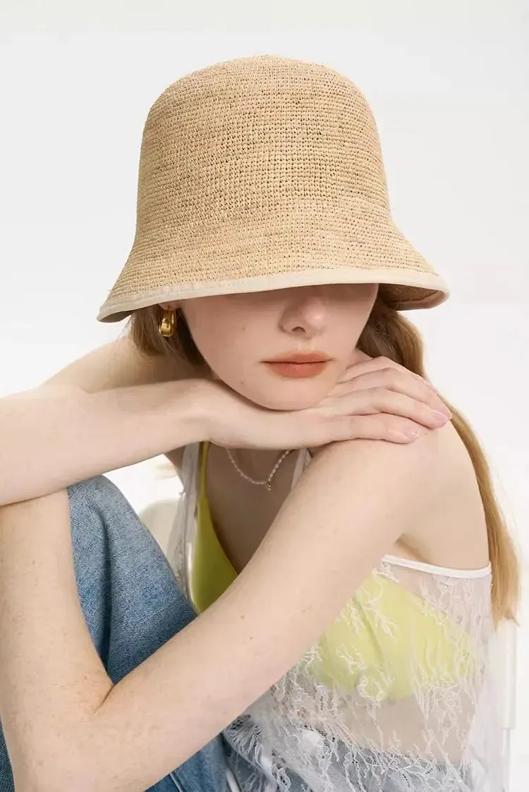 Handmade Adjustable Crochet Straw Bucket Hat