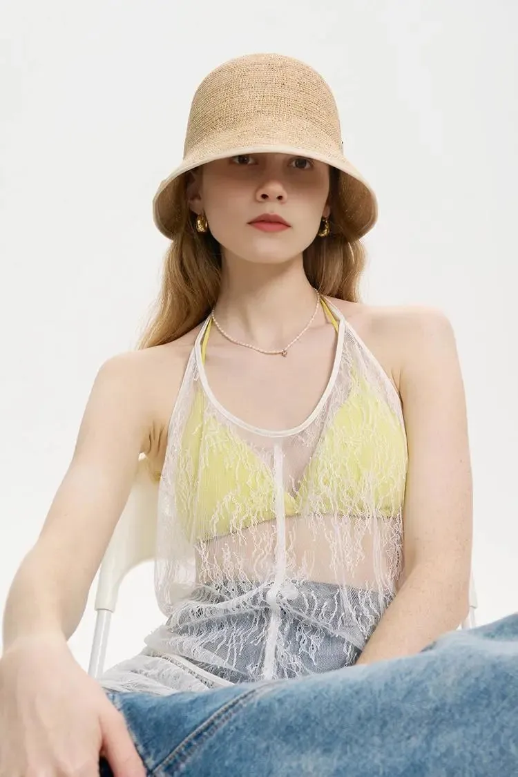 Handmade Adjustable Crochet Straw Bucket Hat