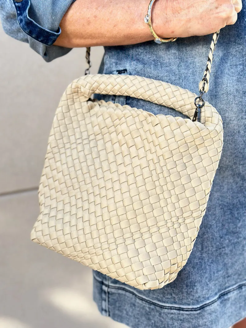 Isolde Woven Hobo Bag - Stone