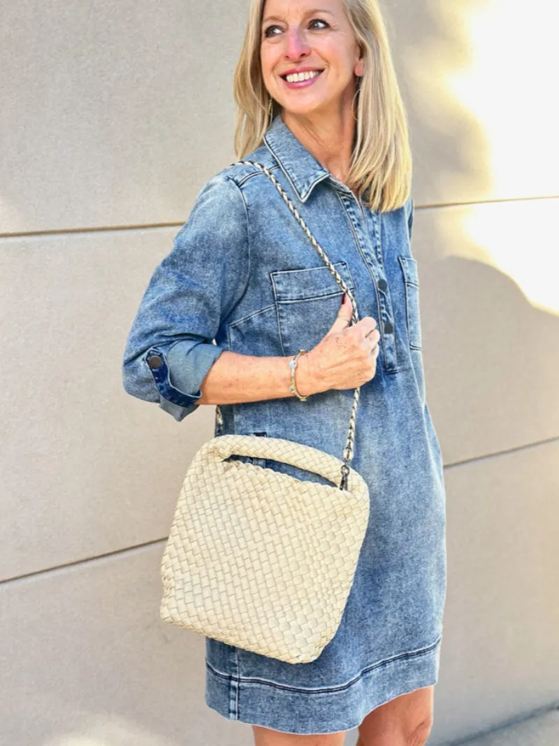 Isolde Woven Hobo Bag - Stone