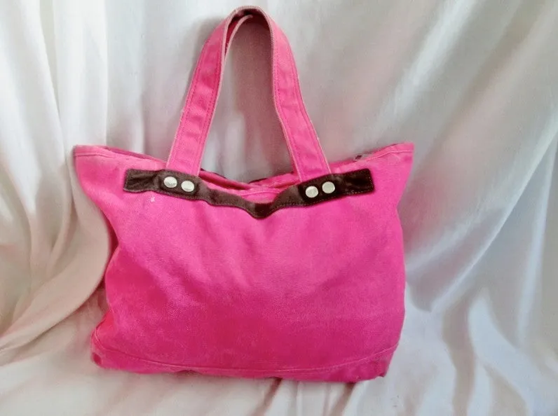 JACOBS BY MARC JACOBS canvas vegan tote shopper carryall NEON HOT PINK L