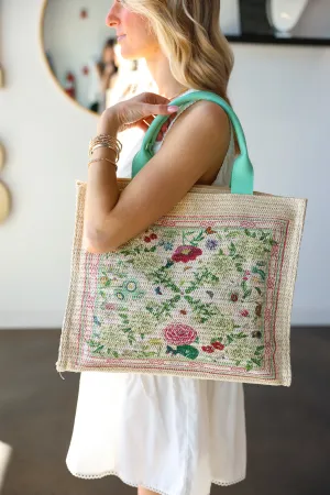 Janine Patterned Straw Crossbody Tote