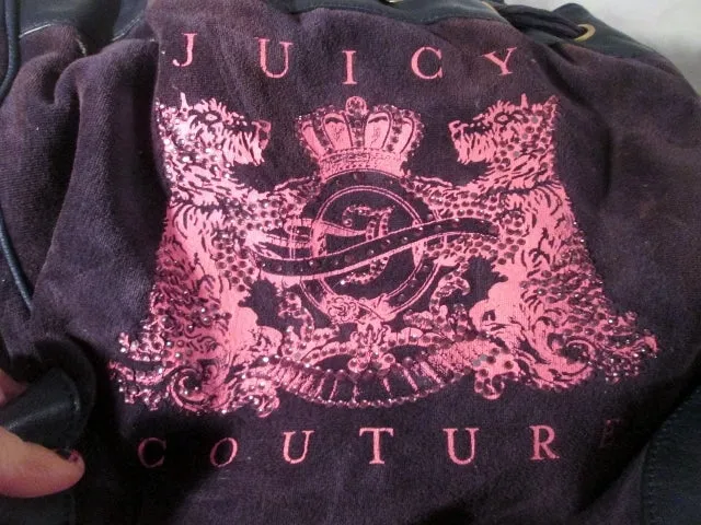 JUICY COUTURE Leather Velvet Heart tote purse satchel PINK BROWN PURPLE L