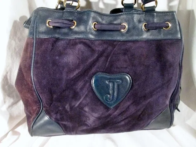 JUICY COUTURE Leather Velvet Heart tote purse satchel PINK BROWN PURPLE L