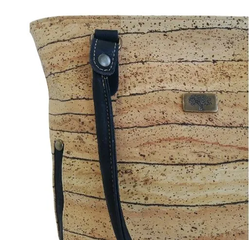 Kiana Cork Tote Bag Natural Strip Design