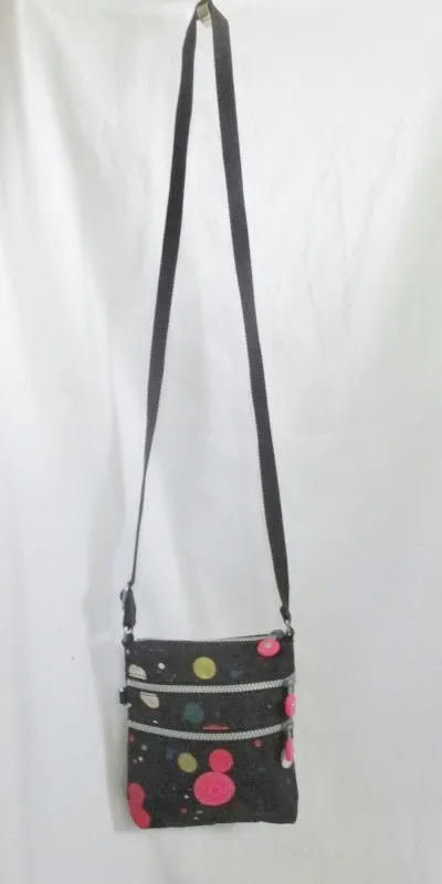 KIPLING Vegan Shoulder Bag Crossbody Swingpack Purse BLACK POLKA DOT