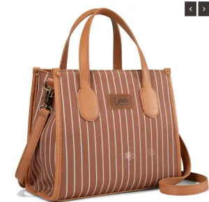 Lee Striped Canvas Tote / Crossbody Bag - Brown