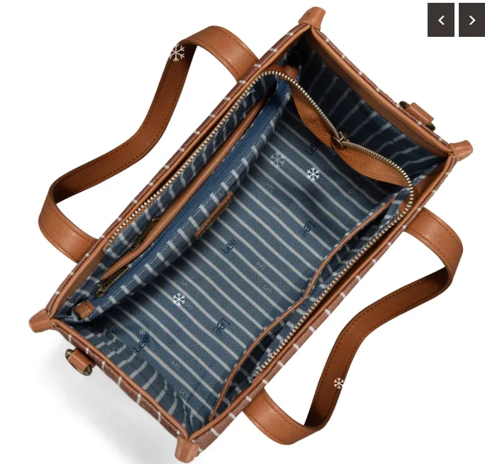 Lee Striped Canvas Tote / Crossbody Bag - Brown