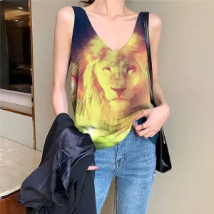 Lion Tank-Top women Animal Vest Printed Anime Anime Clothes Galaxy Sleeveless 3d Colorful Tank Tops Casual