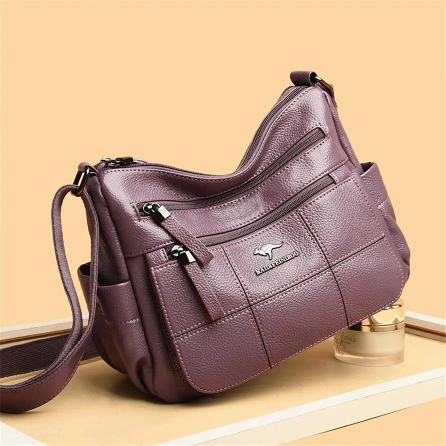 Luxurious Maroon Leather Crossbody Bag