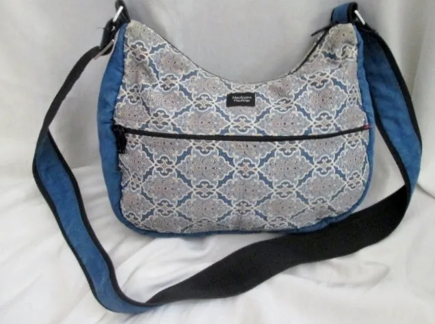 MADISON HANDBAGS vegan cloth shoulder bag satchel hobo purse sling bucket BLUE