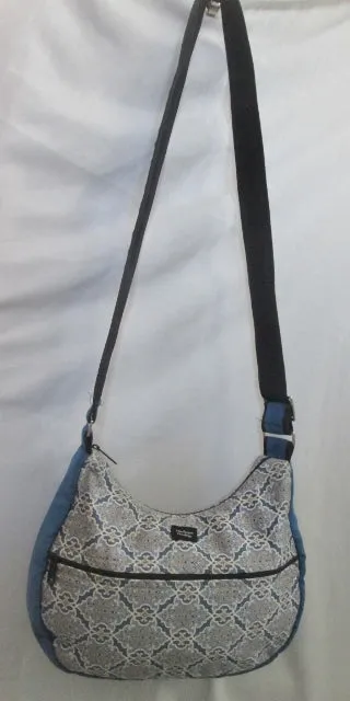 MADISON HANDBAGS vegan cloth shoulder bag satchel hobo purse sling bucket BLUE