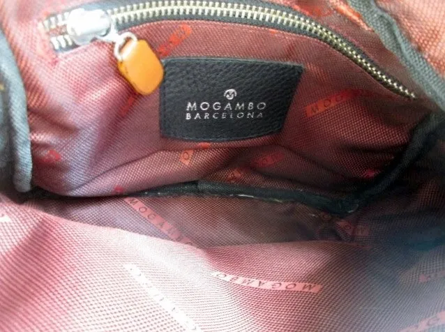 MOGAMBO BARCELONA Pebbled Leather Shoulder Bag Man Purse Crossbody BLACK Travel