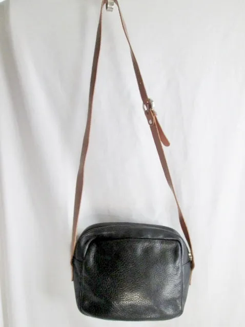MOGAMBO BARCELONA Pebbled Leather Shoulder Bag Man Purse Crossbody BLACK Travel