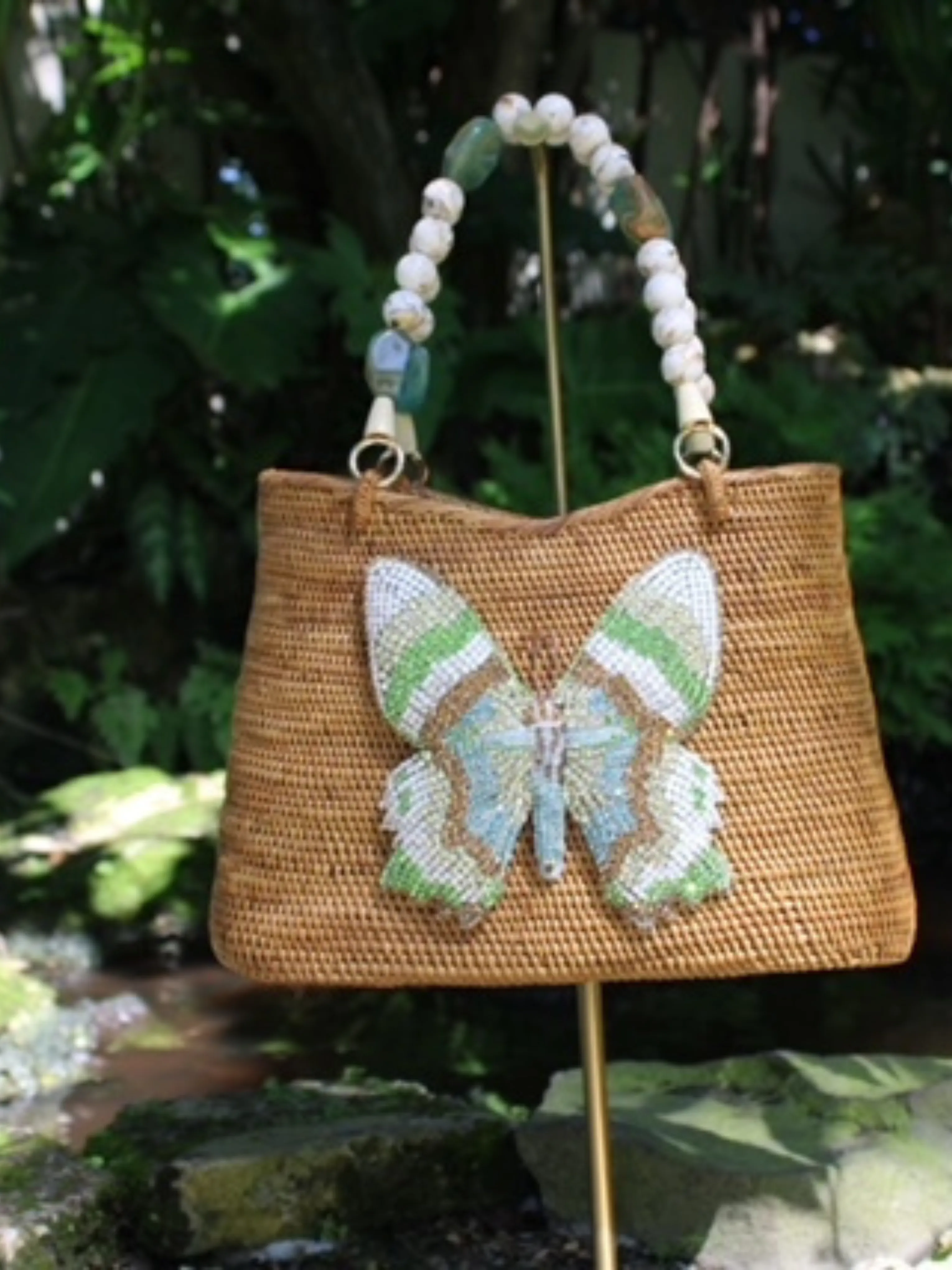 Multi Swarovski Butterfly Bag with Gemstone Handle