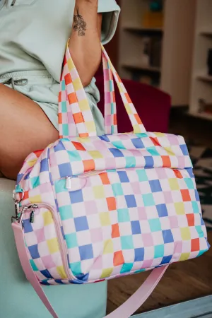 Multicolored Checkerprint Wholesale Weekender w/ Pass-Thru Slip