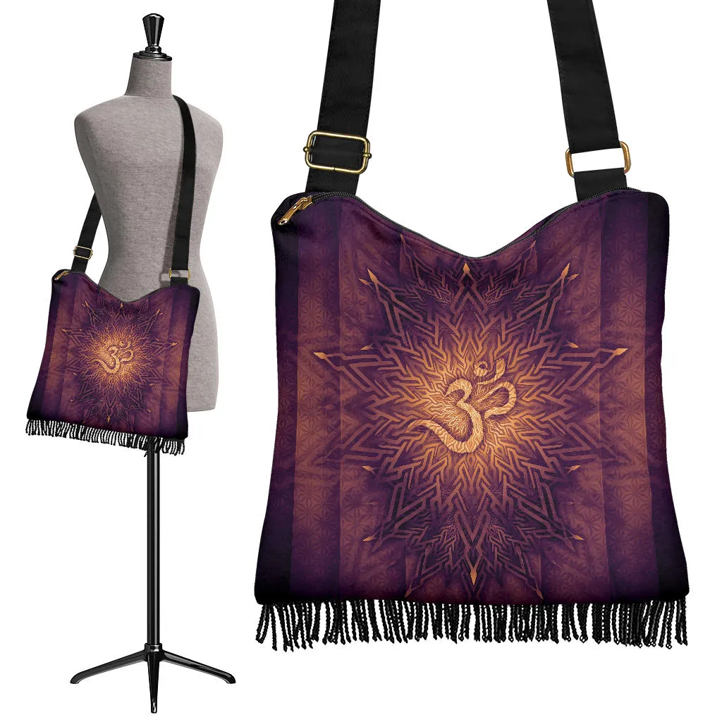 Mystical Aum Chakra Mandala - Amethyst | Boho Handbag | Mandalazed