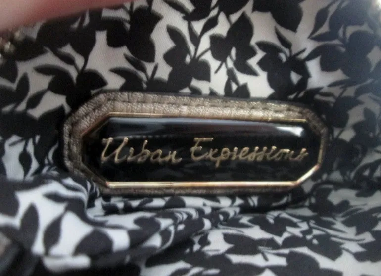 NEW NWT URBAN EXPRESSIONS vegan wallet change purse FLORAL PEWTER keyring