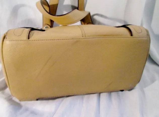 NEW TIGNANELLO leather hobo satchel tote shoulder bucket bag tote BEIGE TAN pebbled