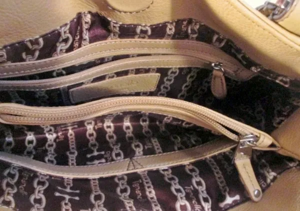 NEW TIGNANELLO leather hobo satchel tote shoulder bucket bag tote BEIGE TAN pebbled