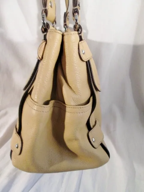 NEW TIGNANELLO leather hobo satchel tote shoulder bucket bag tote BEIGE TAN pebbled