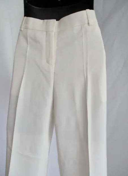 NWT NEW CELINE ITALY Pleated TROUSER Pant 38 6 WHITE CREME Silk Womens