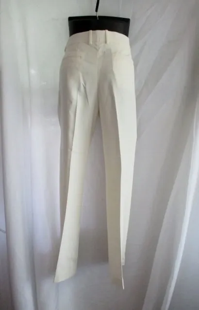 NWT NEW CELINE ITALY Pleated TROUSER Pant 38 6 WHITE CREME Silk Womens