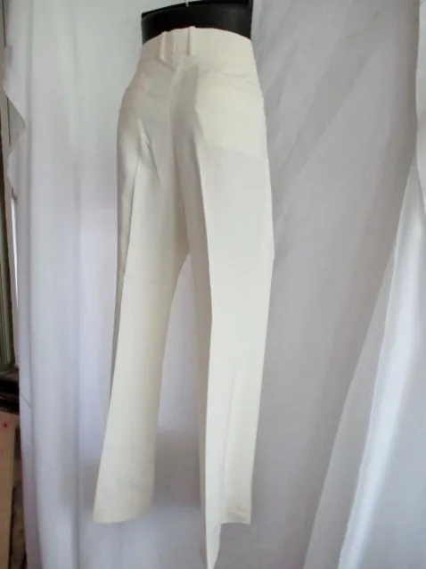 NWT NEW CELINE ITALY Pleated TROUSER Pant 38 6 WHITE CREME Silk Womens