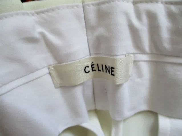 NWT NEW CELINE ITALY Pleated TROUSER Pant 38 6 WHITE CREME Silk Womens