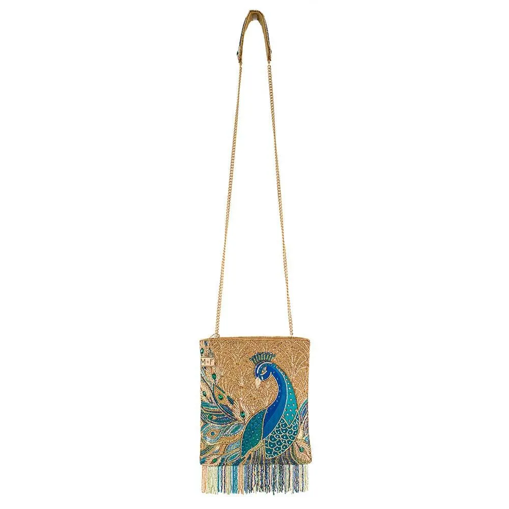 Peacock Feathers Crossbody Handbag by Mary Frances