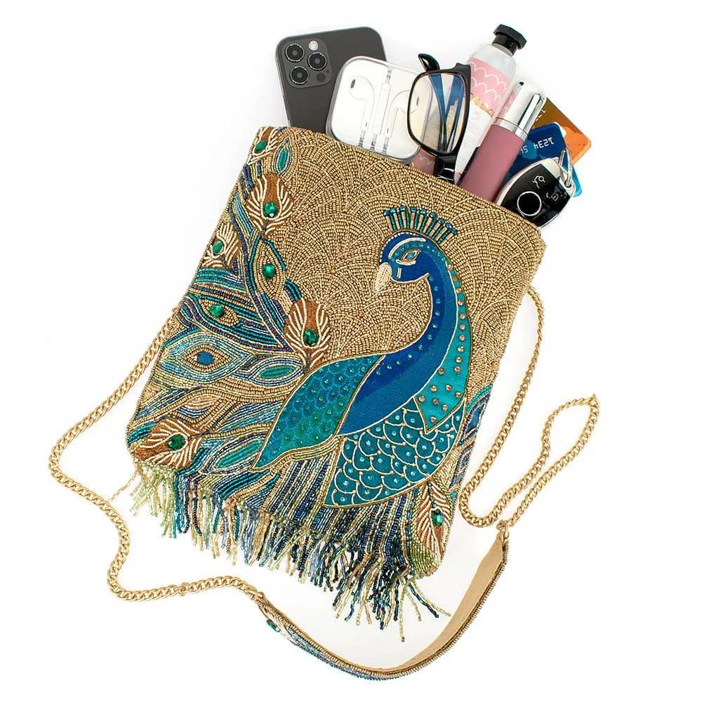Peacock Feathers Crossbody Handbag by Mary Frances