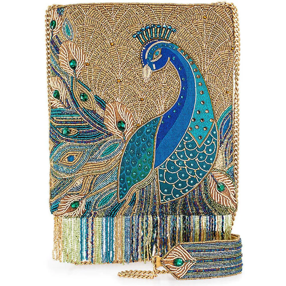 Peacock Feathers Crossbody Handbag by Mary Frances