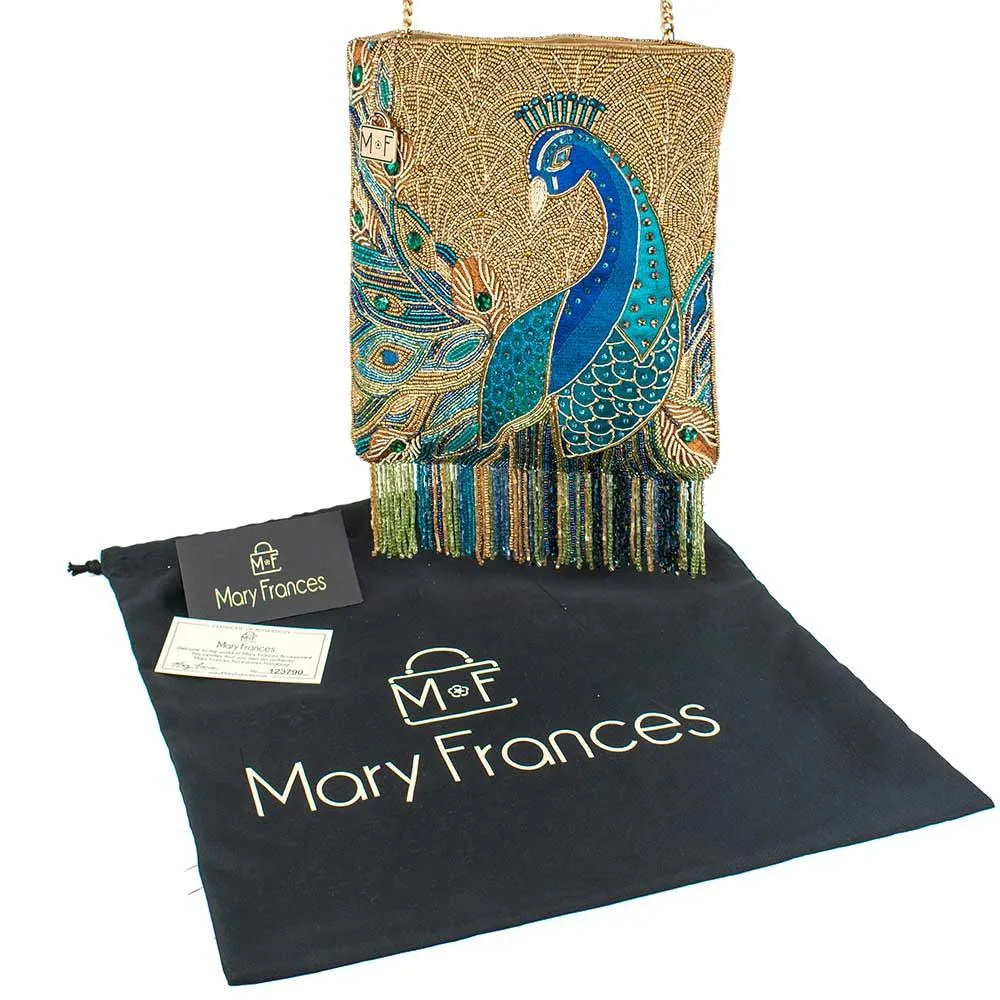 Peacock Feathers Crossbody Handbag by Mary Frances
