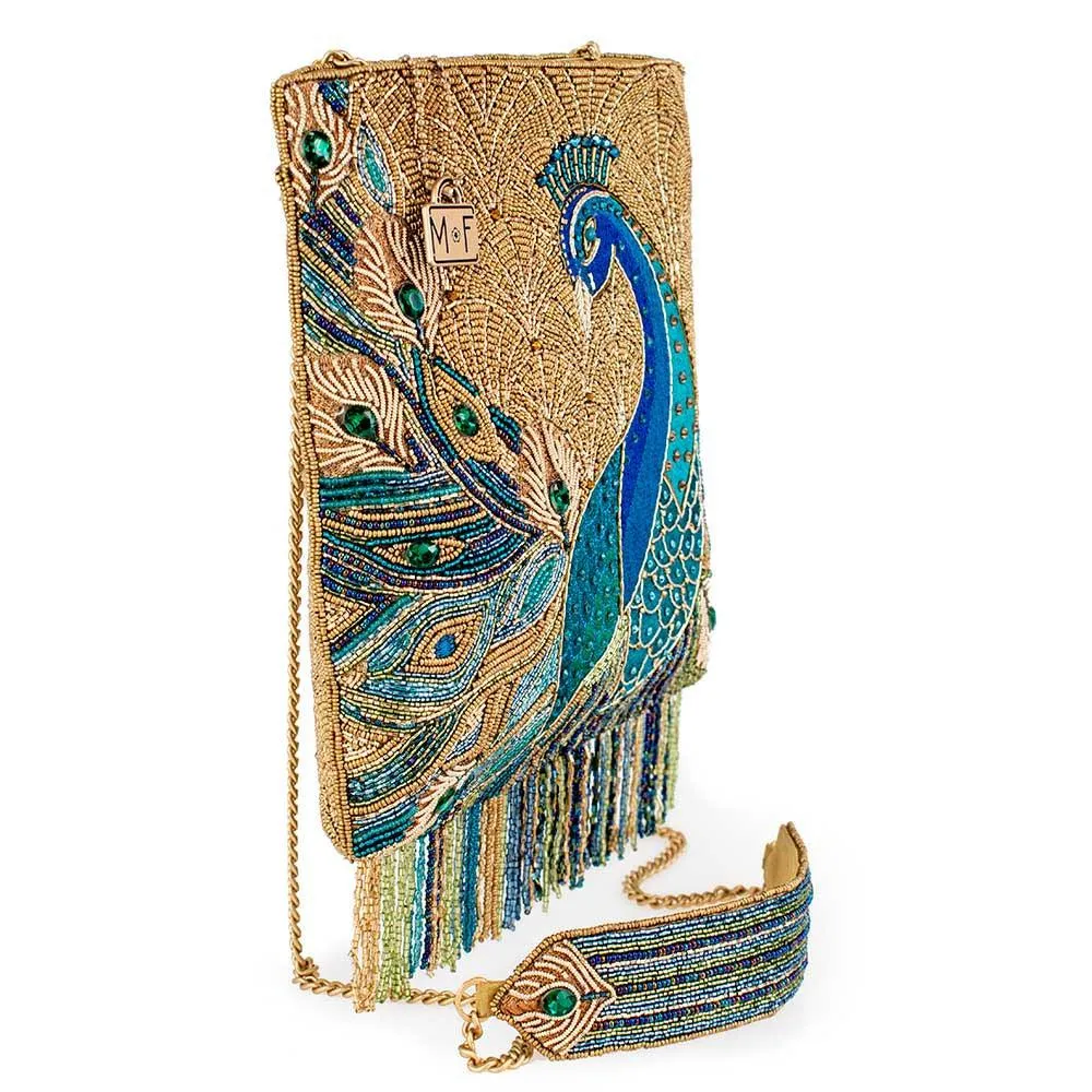 Peacock Feathers Crossbody Handbag by Mary Frances