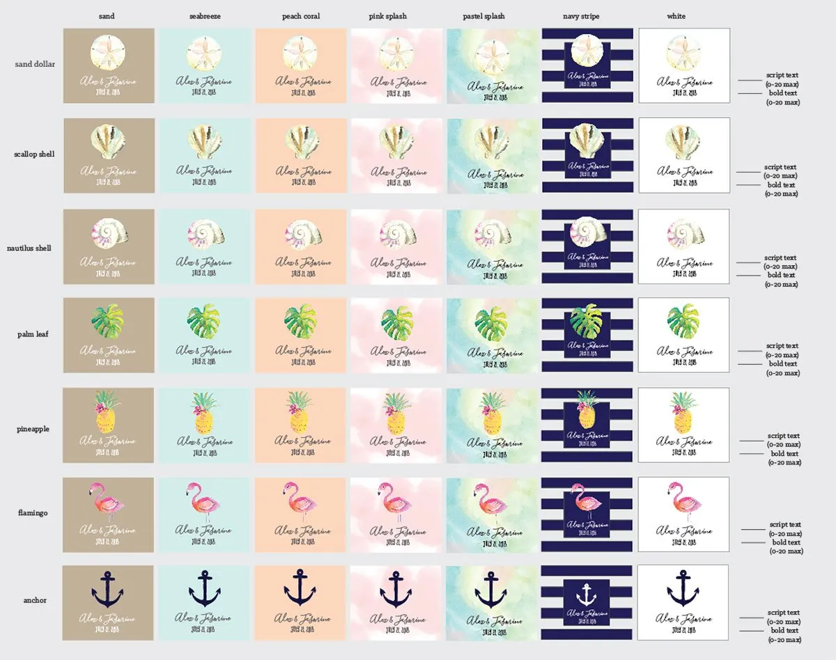Personalized Tropical Beach Clear Candy Bags (Set of 24)