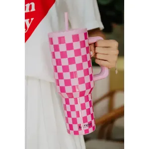 Pink Check 38oz Tumbler