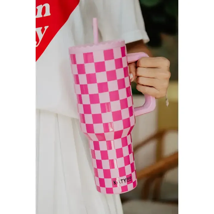 Pink Check 38oz Tumbler